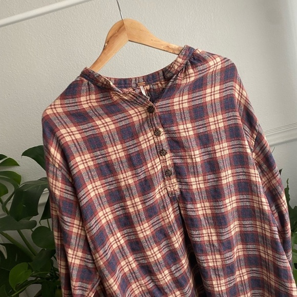 Free People Northern Bound Button Down Plaid Blouse - Picture 3 of 7